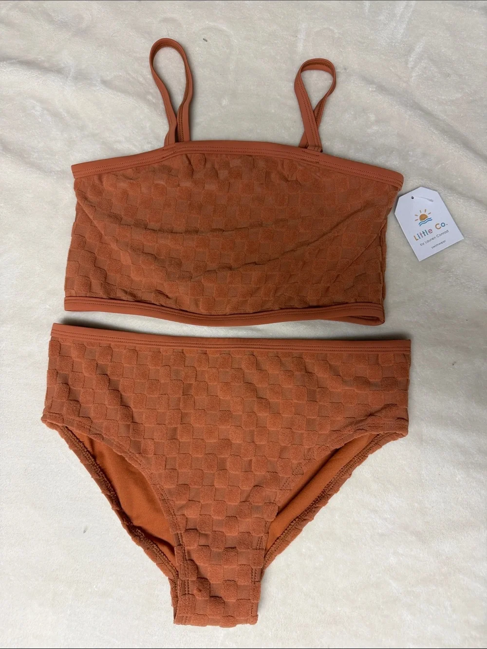 Little & Co Kids' Rust Textured Bikini Set - Rust